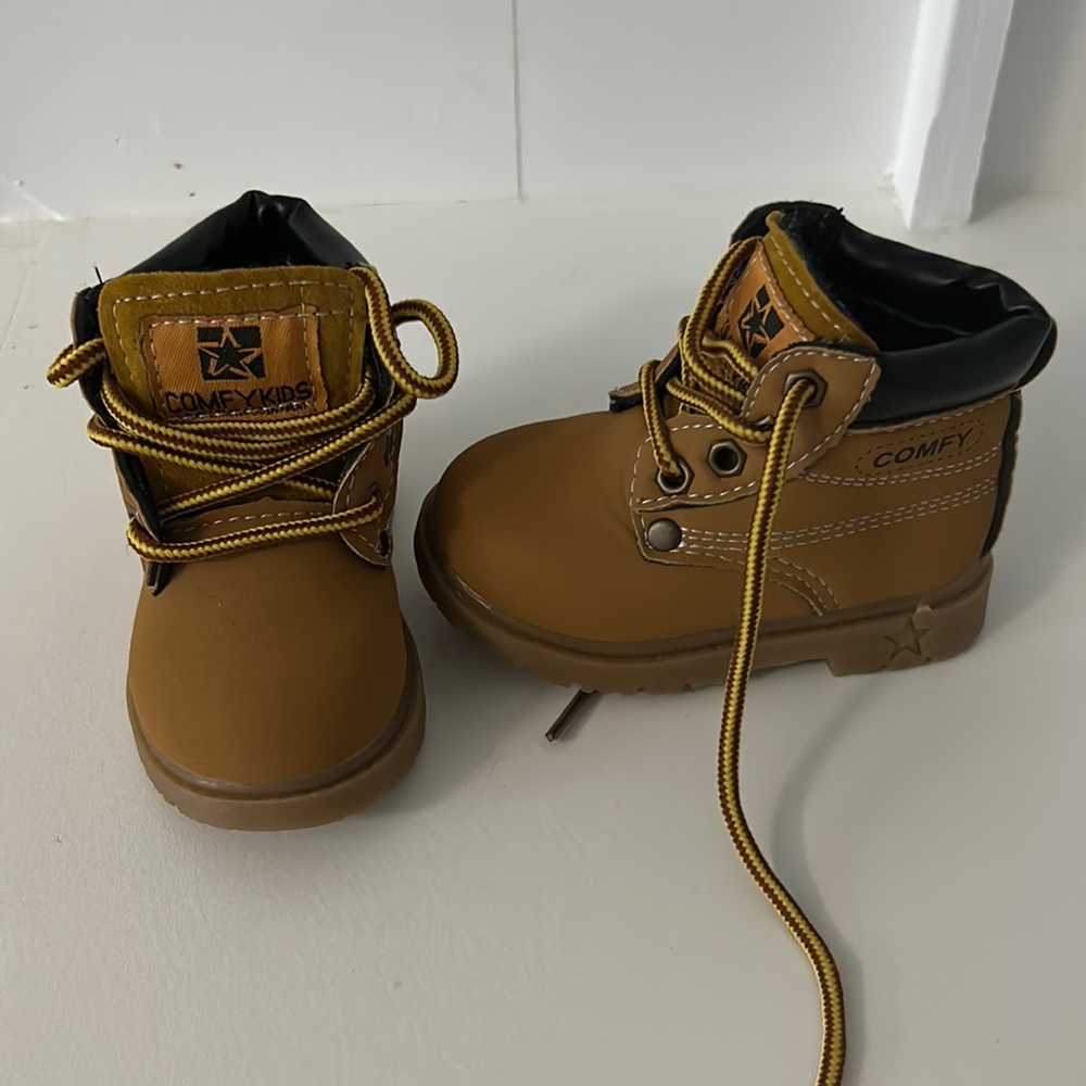 Toddler winter ankle boots leather waterproof lace up boots